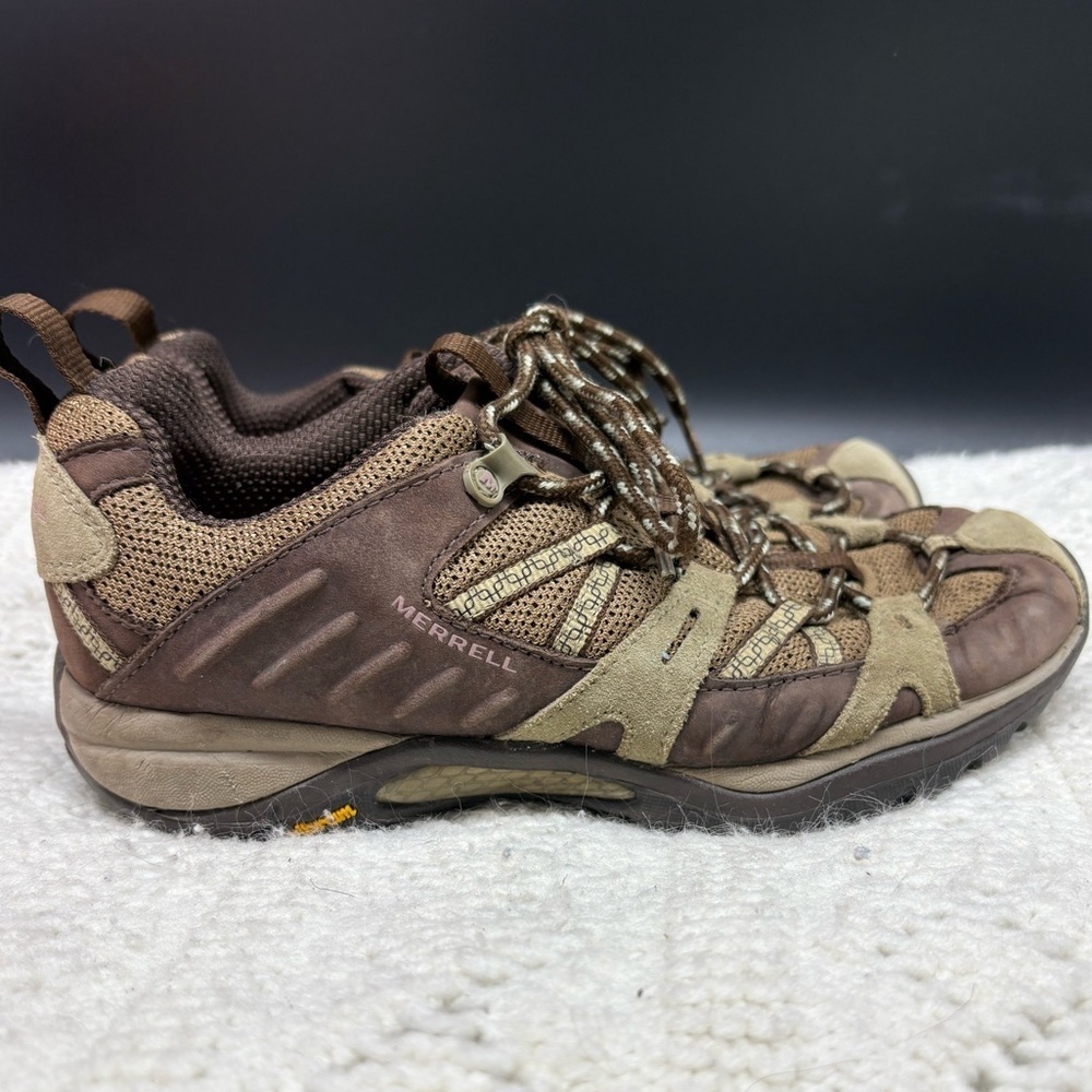 Merrell Hiking Sneaker Brown Pink Vibram Soles Women’s 7 Outdoor Mountain Wear